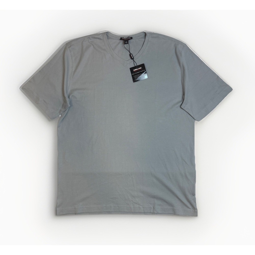 Kirkland Men's Premium V-neck Tee Grey Pima Cotton Short Sleeve Size XL NWT
